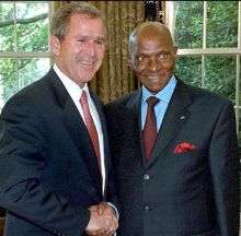 Wade, presidente del Senegal con George Bush