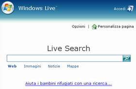 Una schermata del search Microsoft
