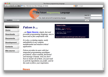 Il sito di Falcon, tutto scritto con il nuovo linguaggio di programmazione