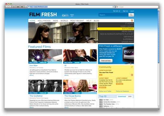 l'homepage di Fresh Film