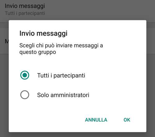 WhatsApp: come limitare l'invio di messaggi sui gruppi