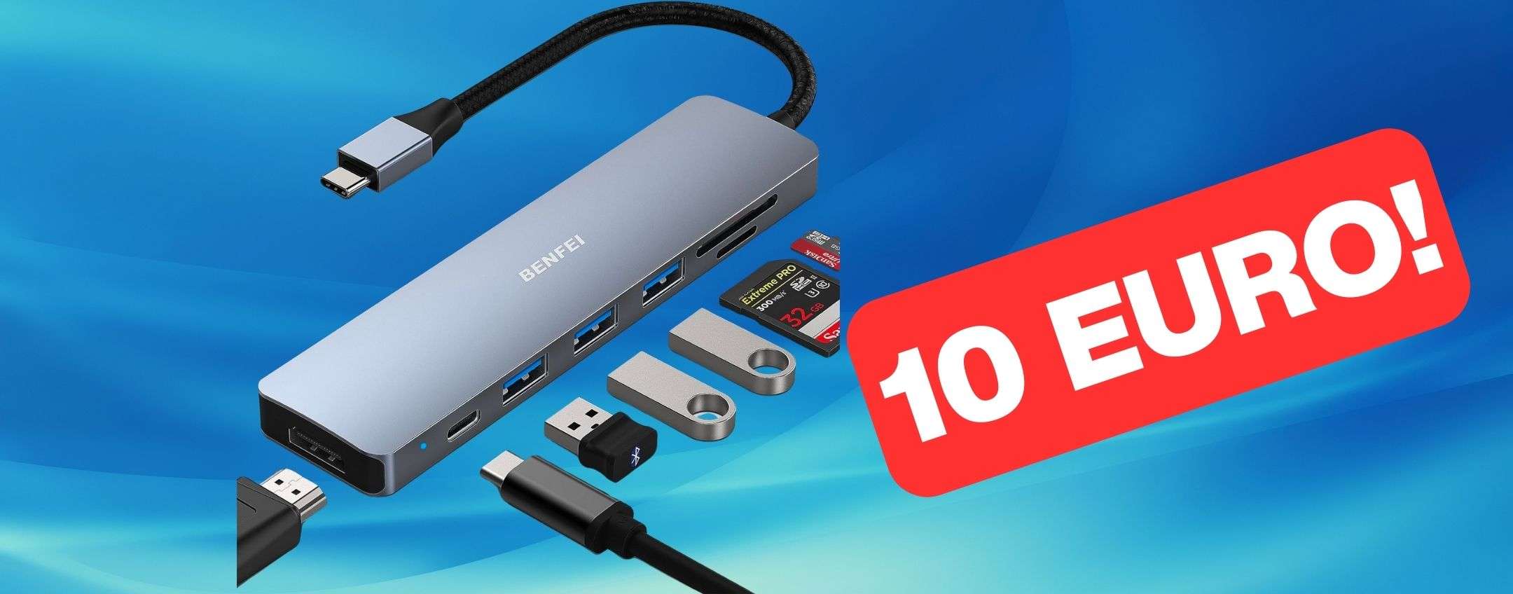 Hub USB 7 In 1 In Offerta Amazon Ti Bastano Solo 10 Euro