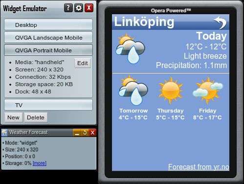 Opera Widgets emulator Opera Widgets emulator