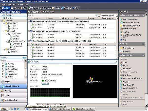 La gestione di server di virtualizzazione basati su Hyper-V pu&ograve; essere effettuata usando un'apposita management console disponibile in System Center Virtual Machine Manager 2008 R2