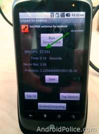 Test Linpack su Nexus One con Froyo