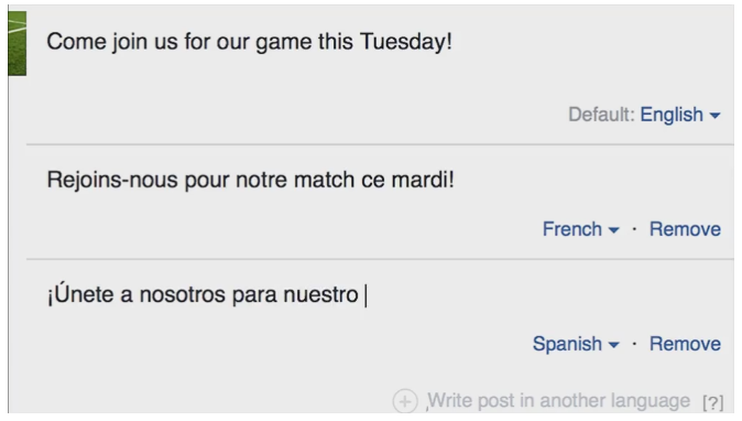 Facebook multi-lingual composer
