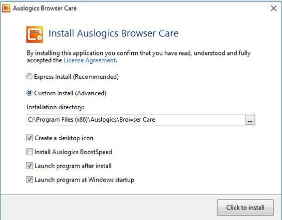 auslogics browser care freware