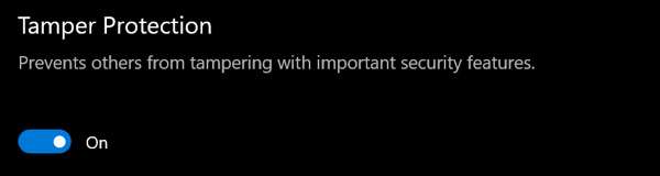 Windows 10 19H1: Tamper Protection