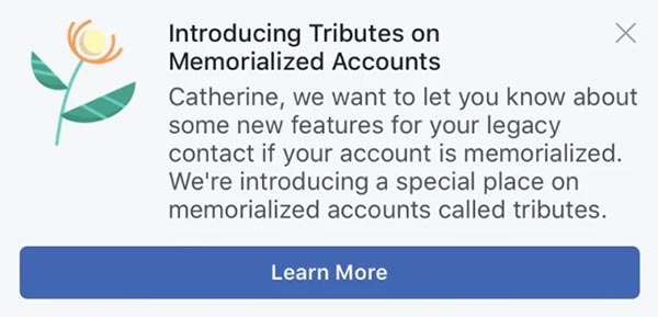 Facebook introduce una sezione per il tributo alle persone scomparse