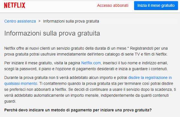 Netflix e il mese di prova gratuita offerto in passato