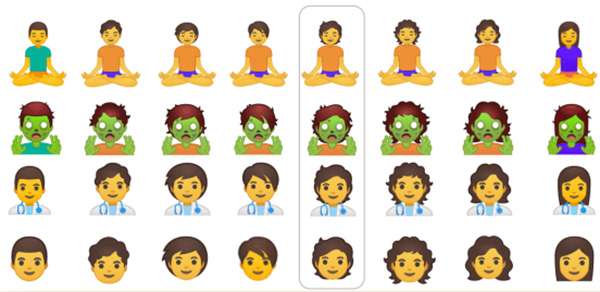 Gli emoji gender fluid disegnati da Google