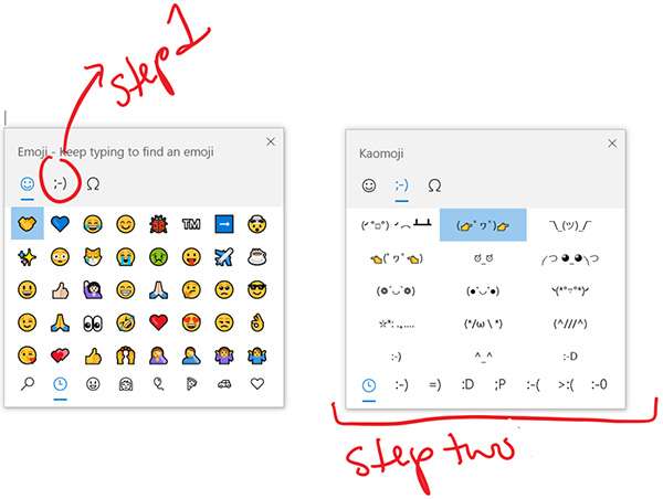 I kaomoji di Windows 10