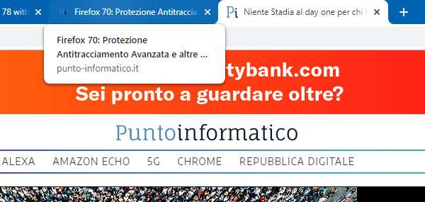 Chrome 78 e la descrizione delle schede aperte