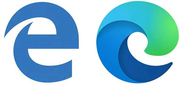 Microsoft Edge: il vecchio logo (a sinistra) e quello nuovo (a destra)