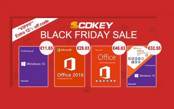 SCDkey Black Friday: sconti Windows 10 Pro €11 e Office