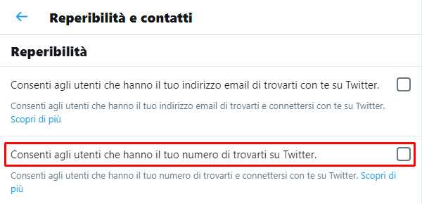 La funzionalità 'Consenti agli utenti che hanno il tuo numero di trovarti su Twitter' del social network