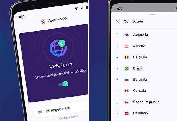 L'applicazione Firefox Private Network VPN su Android