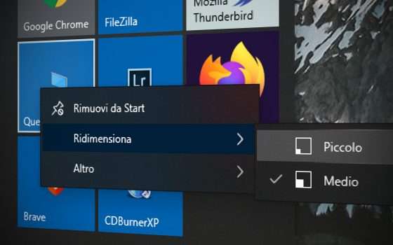 Windows 10: addio alle Live Tile nel menu Start?