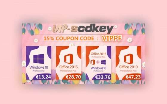 VIP-SCDKey, è primavera: Windows 10 PRO €13, Office 2016 €28