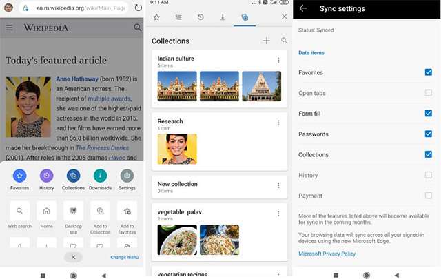 Le Raccolte di Edge nella beta di Android