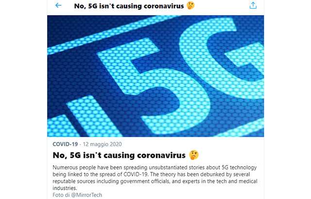 Il fact checking di Twitter su 5G e coronavirus