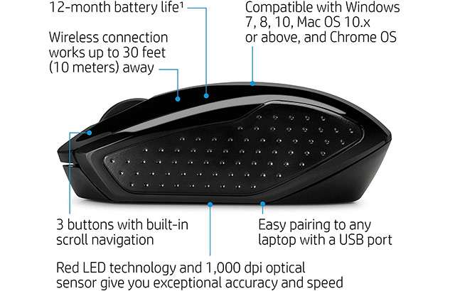 Il mouse wireless HP 200 per computer