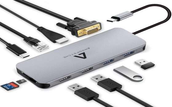 Hub USB-C 10 in 1: versatile e in sconto su Amazon