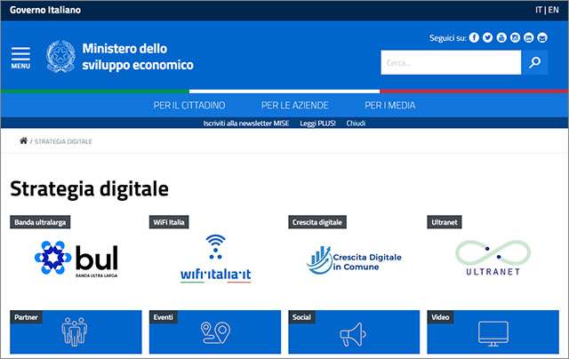 Il sito di Strategia Digitale sul portale del MISE