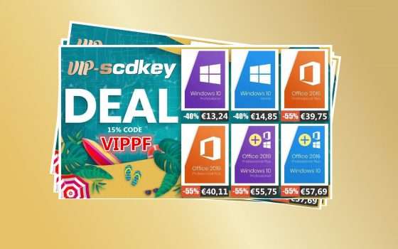 Miglior prezzo VIP-SCDkey: Windows 10 PRO €13, Office 2016 €39