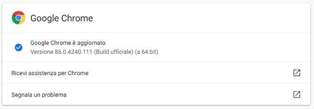 Il browser Chrome di Google aggiornato alla versione 86.0.4240.111