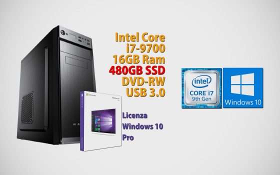 PC desktop con Intel Core i7 e 16 GB RAM a € 569