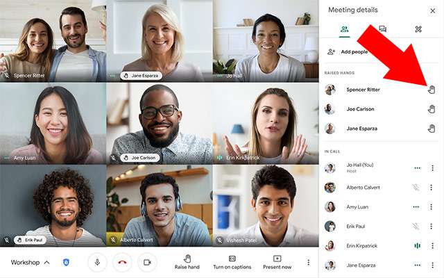 Google Meet: un pulsante per alzare la mano