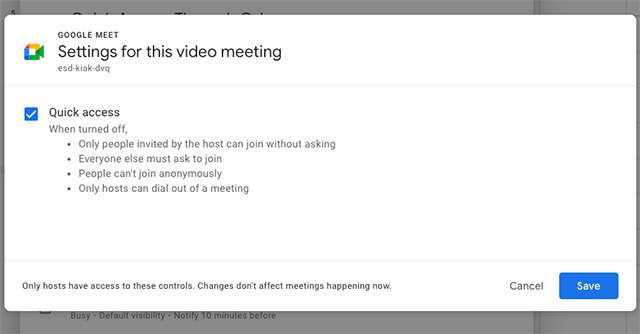 Google Meet: Quick Access in Calendar