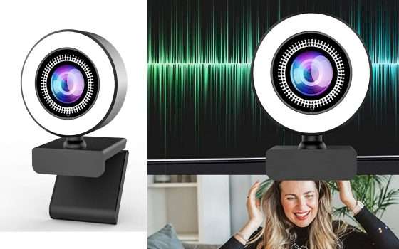 Webcam con LED Ring regolabile a meno di 40 euro