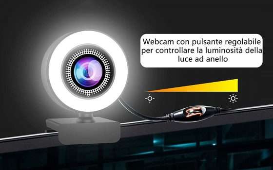 Webcam 2K con luce regolabile in offerta su Amazon