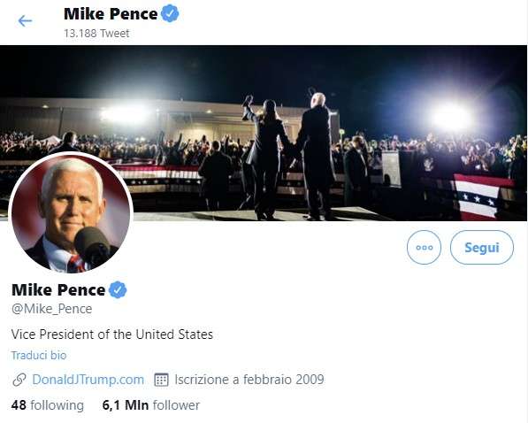 Mike Pence su Twitter