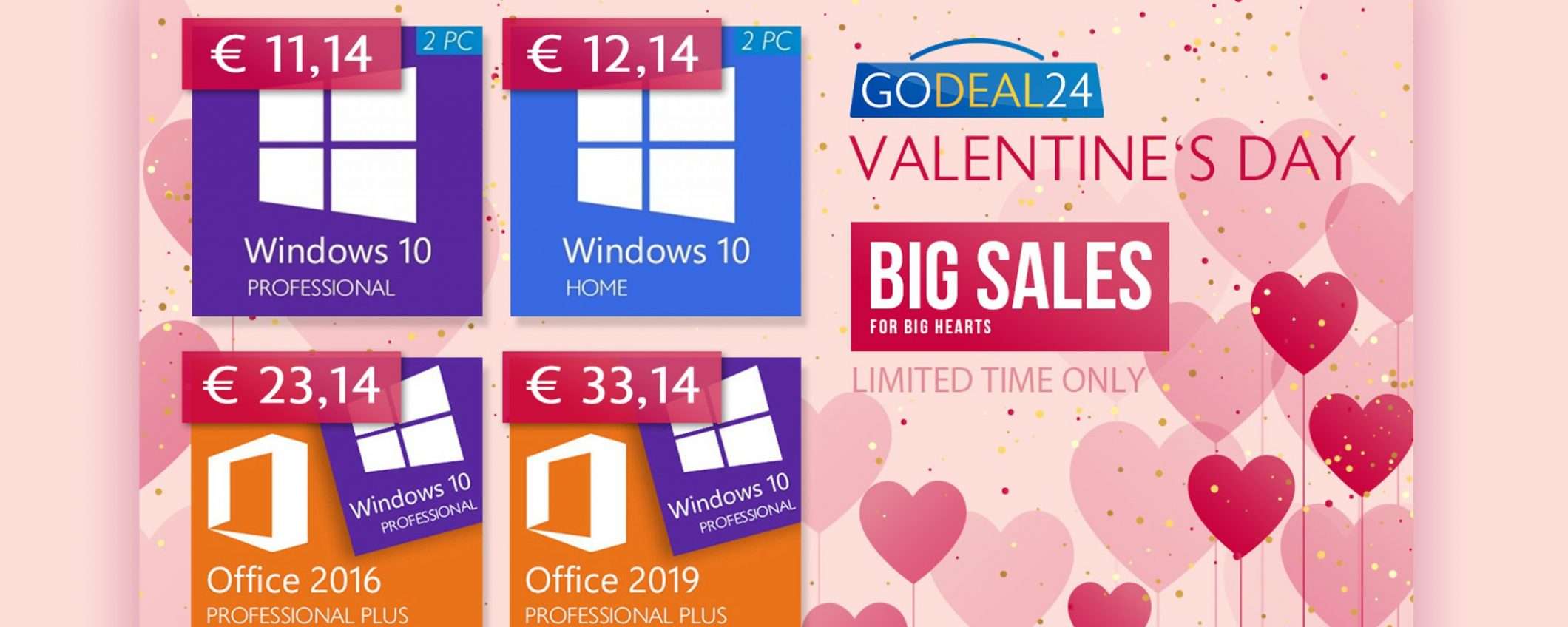 GoDeal24 vi ama: offerte Office e Windows di San Valentino