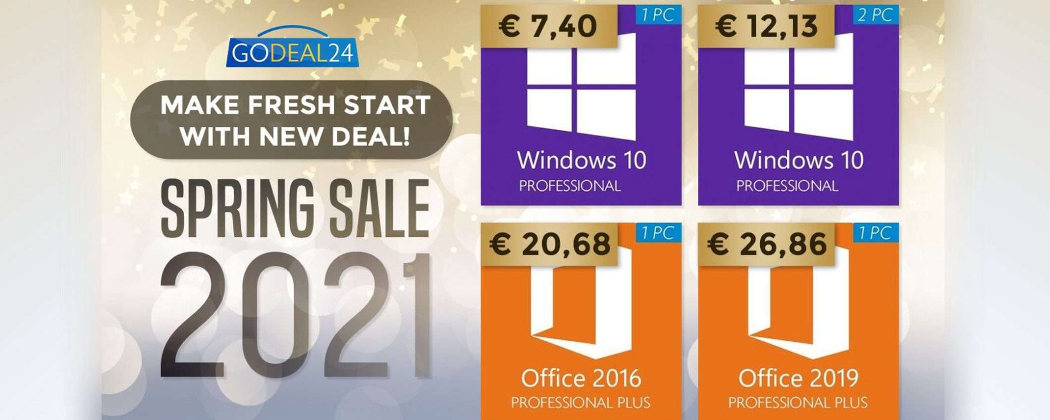 Windows 10 a 7€, Office a 15€: sconti di primavera GoDeal24