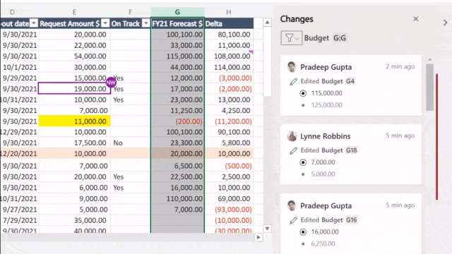 Excel Show Changes