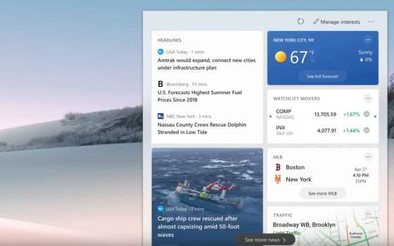 Windows 10: news e interessi nella taskbar