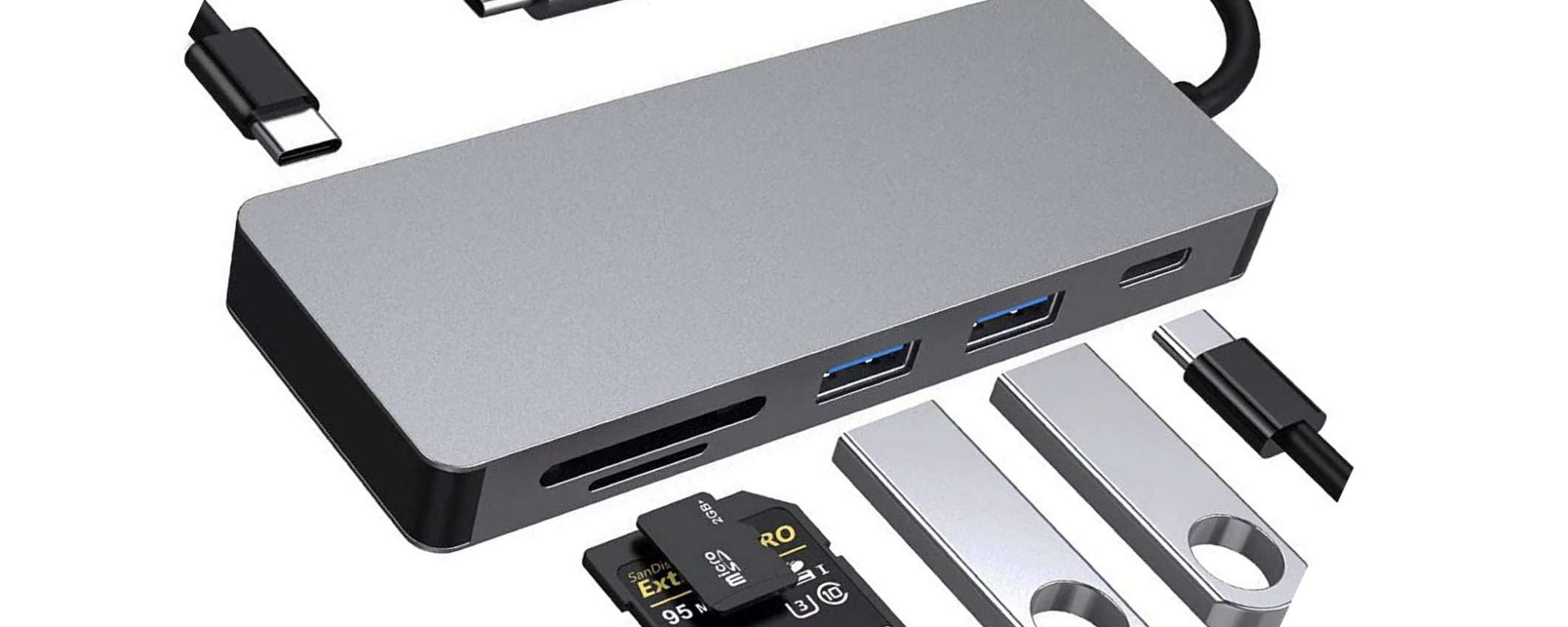 HUB USB-C 6 in 1 per MacBook e PC a meno di 10 euro