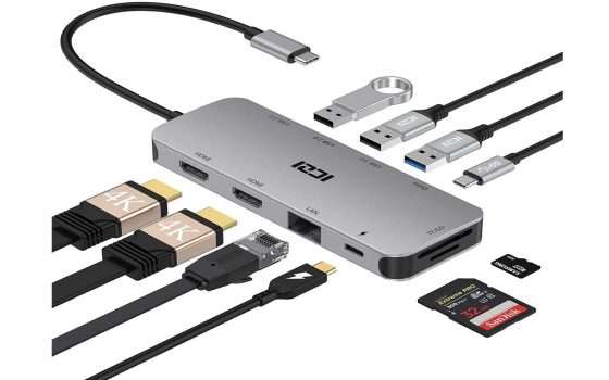 HUB USB-C doppia 4K 60Hz e 2 Type-C in offerta