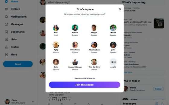 Twitter Spaces disponibile anche su desktop