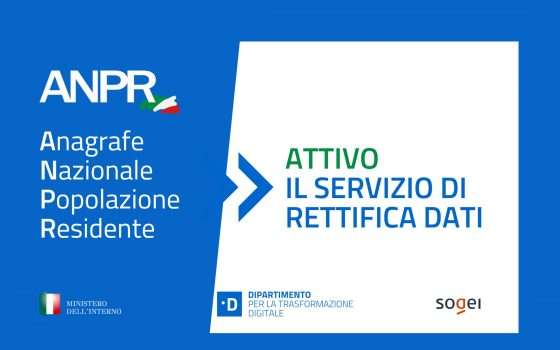 ANPR: attivo il servizio di rettifica dei dati