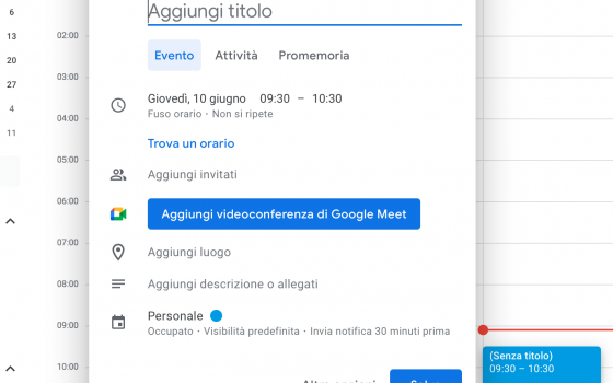 Creare un evento con Google Calendar