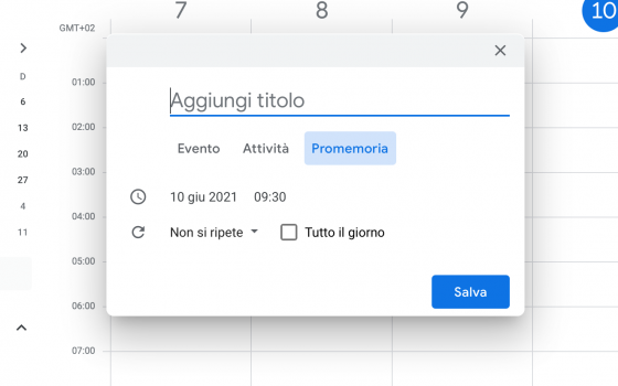 Creare un promemoria con Google Calendar