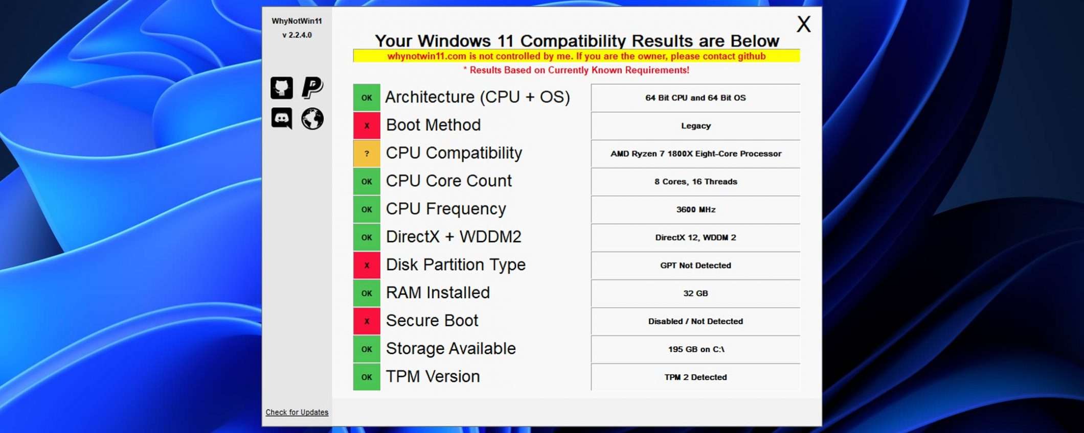 WhyNotWin11 dice perché non riceverai Windows 11