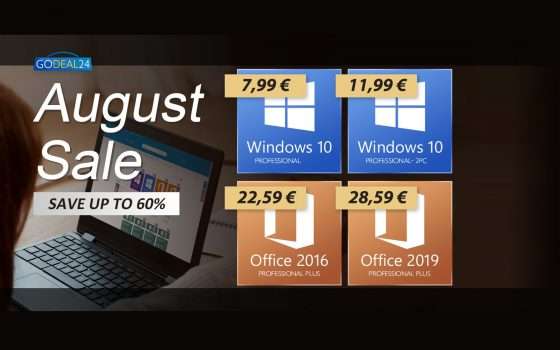 Saldi di Agosto: Windows 10 solo 6€, Office solo 15€