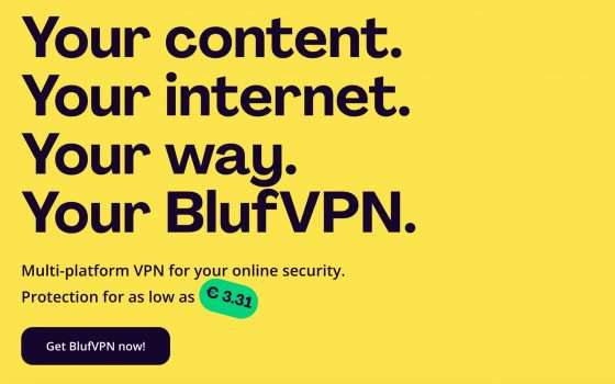 BlufVPN: la VPN più veloce da 3,31€ al mese!