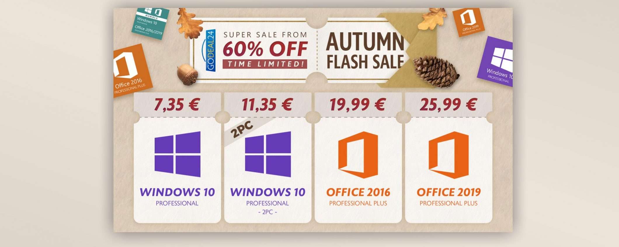 Windows 10 a 7,35€ per i saldi di autunno Godeal24.com